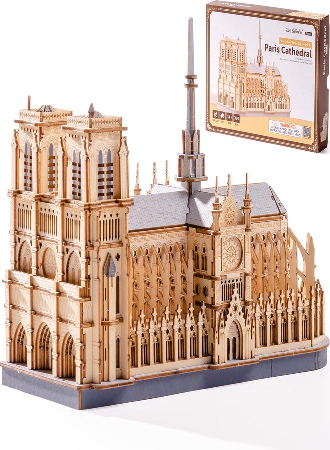 ROBOTIME 3D Wooden Puzzles for Adults, Scale 1: 460 Notre Dame de Paris Building Set, Architecture Wooden Model Kit Creative Gift - Image 1